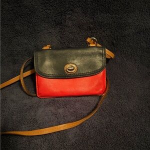 Coach Navy and Orange Crossbody Wallet
